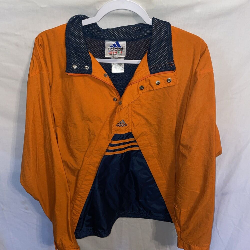 Vintage Adidas Men’s Track Jacket Size Small Orange Blue Athleisure Activewear